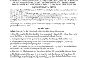 Quyết định 163/2000/QĐ-BTC giao nhiệm vụ quản lý Quỹ hỗ trợ sắp xếp,cổ phần hoá doanh nghiệp Nhà nước cho đơn vị thuộc Bộ,trực thuộc Bộ