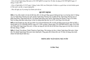 Quyết định 441/2000/QĐ-NHNN1 tỷ lệ dự trữ bắt buộc tiền gửi bằng ngoại tệ