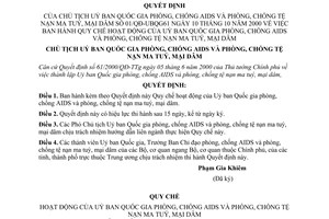 Quyết định 01/QĐ-UBQG61  quy chế hoạt động Uỷ ban Quốc gia phòng, chống AIDS và phòng, chống tệ nạn ma tuý, mại dâm