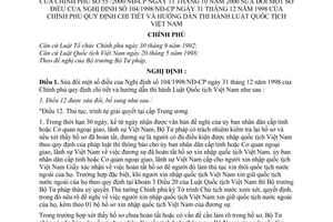 Nghị định 55/2000/NĐ-CP Luật Quốc tịch Việt Nam để sửa đổi Nghị định 104/1998/NĐ-CP