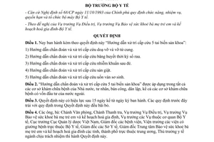 Quyết định 3519/2000/QĐ-BYT Hướng dẫn xử trí cấp cứu 5 tai biến sản khoa