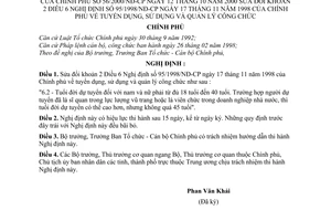 Nghị định 56/2000/NĐ-CP tuyển dụng và quản lý công chức để sửa đổi khoản 2 Điều 6 Nghị định 95/1998/NĐ-CP