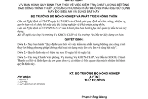 Quyết định 104/2000/QĐ-BNN-KHCN kiểm tra chất lượng bêtông công trình thuỷ lợi bằng phương pháp không phá hoại sử dụng máy đo siêu âm,súng bật nẩy