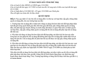 Quyết định 2879/2000/QĐ-UB thu tiền sử dụng đất ở  thủ tục xét hợp thức, cấp giấy chứng nhận quyền sử dụng đất