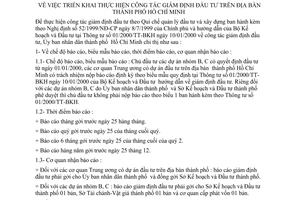 Chỉ thị  25/2000/CT-UB-DA triển khai thực hiện công tác giám định đầu tư trên địa bàn thành phố Hồ Chí Minh