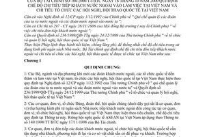 Thông tư 100/2000/TT-BTC quy định chế độ chi tiêu tiếp khách ngước ngoài làm việc tại Việt Nam và chi tiêu tổ chức hội nghị, hội thảo quốc tế tại VN