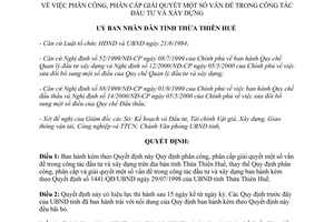 Quyết định 2766/2000/QĐ-UBND phân công phân cấp giải quyết vấn đề đầu tư xây dựng Thừa thiên Huế