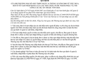 Quy định 4583/2000/TMĐT mua, bán ôtô tạm nhập khẩu của các nhà thầu nước ngoài phục vụ thi công các dự án thuộc vốn ODA