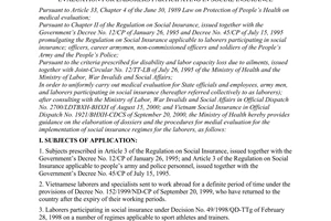 Circular No. 18/2000/TT-BYT of October 17, 2000 providing guidance on dossiers and procedures for medical evaluation for laborers participating in social insurance