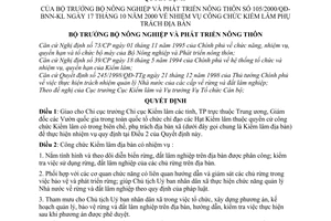 Quyết định 105/2000/QĐ-BNN-KL nhiệm vụ công chức kiểm lâm phụ trách địa bàn