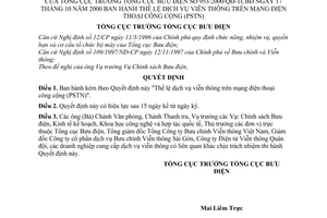 Quyết định 953/2000/QĐ-TCBĐ thể lệ dịch vụ viễn thông trên mạng điện thoại công cộng (PSTN)