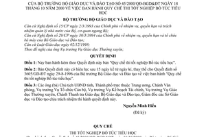 Quyết định 45/2000/QĐ-BGDĐT Quy chế thi tốt nghiệp Bổ túc tiểu học