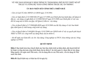 Quyết định 2787/2000/QĐ-UB trình tự thẩm định phê duyệt thiết kế kỹ thuật tổng dự toán công trình Thừa Thiên Huế