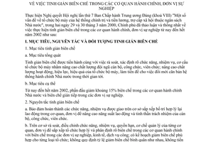 Nghị quyết 16/2000/NQ-CP tính giảm biên chế trong các cơ quan hành chính, đơn vị sự nghiệp