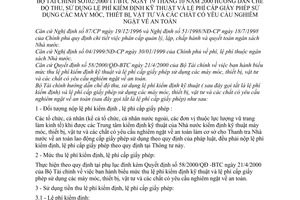 Thông tư 102/2000/TT-BTC hướng dẫn thu,sử dụng lệ phí kiểm định kỹ thuật,cấp giấy phép sử dụng các máy móc,thiết bị,vật tư và chất có yêu cầu an toàn