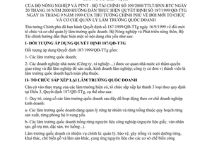 Thông tư liên tịch 109/2000/TTLT/BNN-BTC đổi mới tổ chức và cơ chế quản lý lâm trường quốc doanh