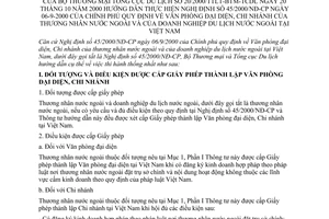 Thông tư liên tịch 20/2000/TTLT-BTM-TCDL Văn phòng đại diện Chi nhánh thương nhân doanh nghiệp du lịch nước ngoài tại Việt nam hướng dẫn 45/2000/NĐ-CP