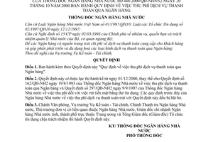 Quyết định 448/2000/QĐ-NHNN2 thu phí dịch vụ thanh toán qua ngân hàng