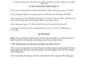 Quyết định 84/2000/QĐ-UB mức tiền đóng thay cho mỗi ngày công nghĩa vụ công ích Nghệ An