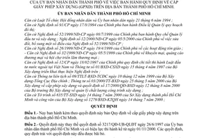 Quyết định 58/2000/QĐ-UB-ĐT quy định cấp giấy phép xây dựng tại thành phố Hồ Chí Minh