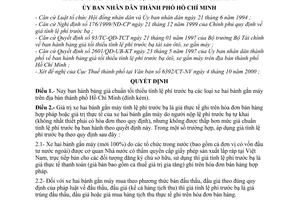 Quyết định 59/2000/QĐ-UB-TM  bảng giá chuẩn tối thiểu tính lệ phí trước bạ các loại xe hai bánh gắn máy tại Tp Hồ Chí Minh