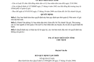 Quyết định 3869/QĐ-UB năm 2000 về Quy định tạm thời quản lý giá do Ủy ban nhân d