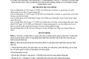 Quyết định 171/2000/QĐ-BTC mức thu lệ phí duyệt kịch bản phim, phim và cấp giấy phép hành nghề điện ảnh