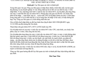 Công văn 4862/TCHQ-KTTT áp mã thiết bị vi tính