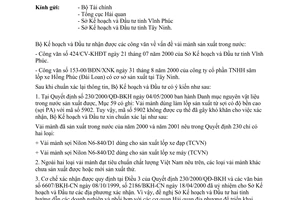 Công văn 6609/BKH/CN chuẩn xác mục 59 vải mành của QĐ 230/2000/QĐ-BKH