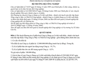 Quyết định 62/2000/QĐ-BCN chuyển Công ty Dụng cụ Cơ khí xuất khẩu thành Công ty cổ phần Dụng cụ Cơ khí xuất khẩu