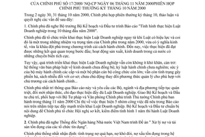 Nghị quyết 17/2000/NQ-CP phiên họp Chính phủ thường kỳ tháng 10 năm 2000