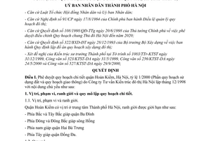 Quyết định 96/2000/QĐ-UB quy hoạch chi tiết quận Hoàn Kiếm Hà Nội