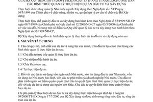 Thông tư 15/2000/TT-BXD hướng dẫn các hình thức quản lý thực hiện dự án đầu tư và xây dựng
