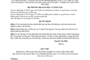 Quyết định 48/2000/QĐ-BGD&ĐT Quy chế đánh giá, xếp loại chuyên môn nghiệp vụ giáo viên tiểu học