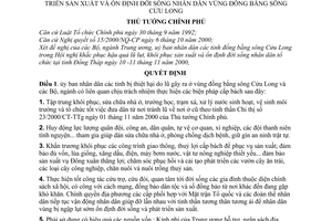 Quyết định 1144/QĐ-TTg biện pháp khắc phục hậu quả lũ lụt, khôi phục, phát triển sản xuất ổn định đời sống nhân dân vùng đồng bằng sông Cửu Long