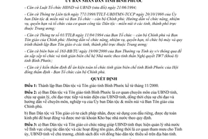 Quyết định 104/2000/QĐ-UB thành lập Ban Dân tộc Tôn giáo tỉnh Bình Phước