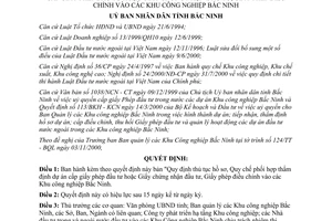 Quyết định 117/2000/QĐ-UB thủ tục hồ sơ phối hợp thẩm định Giấy phép đầu tư Khu Công nghiệp Bắc Ninh