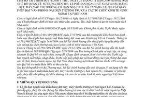 Thông tư 111/2000/TT-BTC hướng dẫn chế độ quản lý, sử dụng tiền thu lệ phí hạn ngạch xuất khẩu hàng dệt, may vào thị trường có hạn ngạch EU và Canada