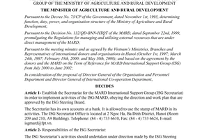 Decision No. 121/2000/QD-BNN-TCCB Ref establishment of the secretariat