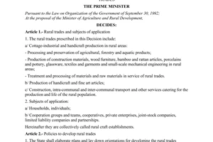Decision No. 132/2000/QD-TTg of November 24, 2000 on a number of policies to encourage the development of rural trades