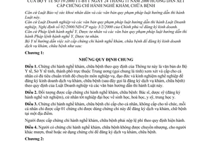 Thông tư 19/2000/TT-BYT hướng dẫn xét cấp chứng chỉ hành nghề khám, chữa bệnh