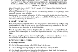 Thông tư  113/2000/TT-BTC hướng dẫn tạm thời về chế độ và mức chi hoạt động thí điểm Chương trình và sách giáo khoa Trung học cơ sở
