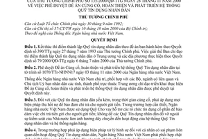 Quyết định 135/2000/QĐ-TTg phê duyệt Đề án củng cố, hoàn thiện phát triển hệ thống quỹ tín dụng nhân dân