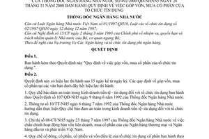 Quyết định 492/2000/QĐ-NHNN5 quy định góp vốn, mua cổ phần tổ chức tín dụng