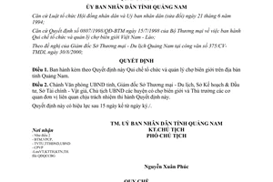 Quyết định 53/2000/QĐ-UBND quản lý chợ biên giới Quảng Nam
