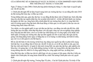 Nghị quyết 18/2000/NQ-CP phiên họp Chính phủ thường kỳ tháng 11 năm 2000
