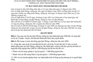 Quyết định 66/2000/QĐ-UB-CNN giao chỉ tiêu thu Quỹ Phòng, chống lụt, bão thành phố năm 2000