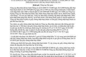 Công văn 1936/TCBĐ thời hạn giấy chứng nhận hợp chuẩn