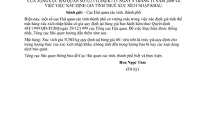 Công văn 5237/TCHQ-KTTT xác định giá tính thuế xúc xích nhập khẩu