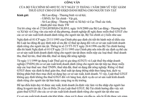 Công văn 4892/TC-TCT giảm thuế giá trị gia tăng cho cơ sở SXKD danh riêng cho người tàn tật